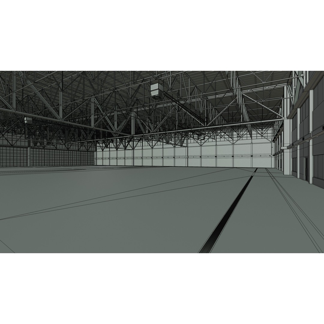 Airplane Hangar 3D Model – Low Poly Interior Asset, FBX, OBJ, Blender - View 35
