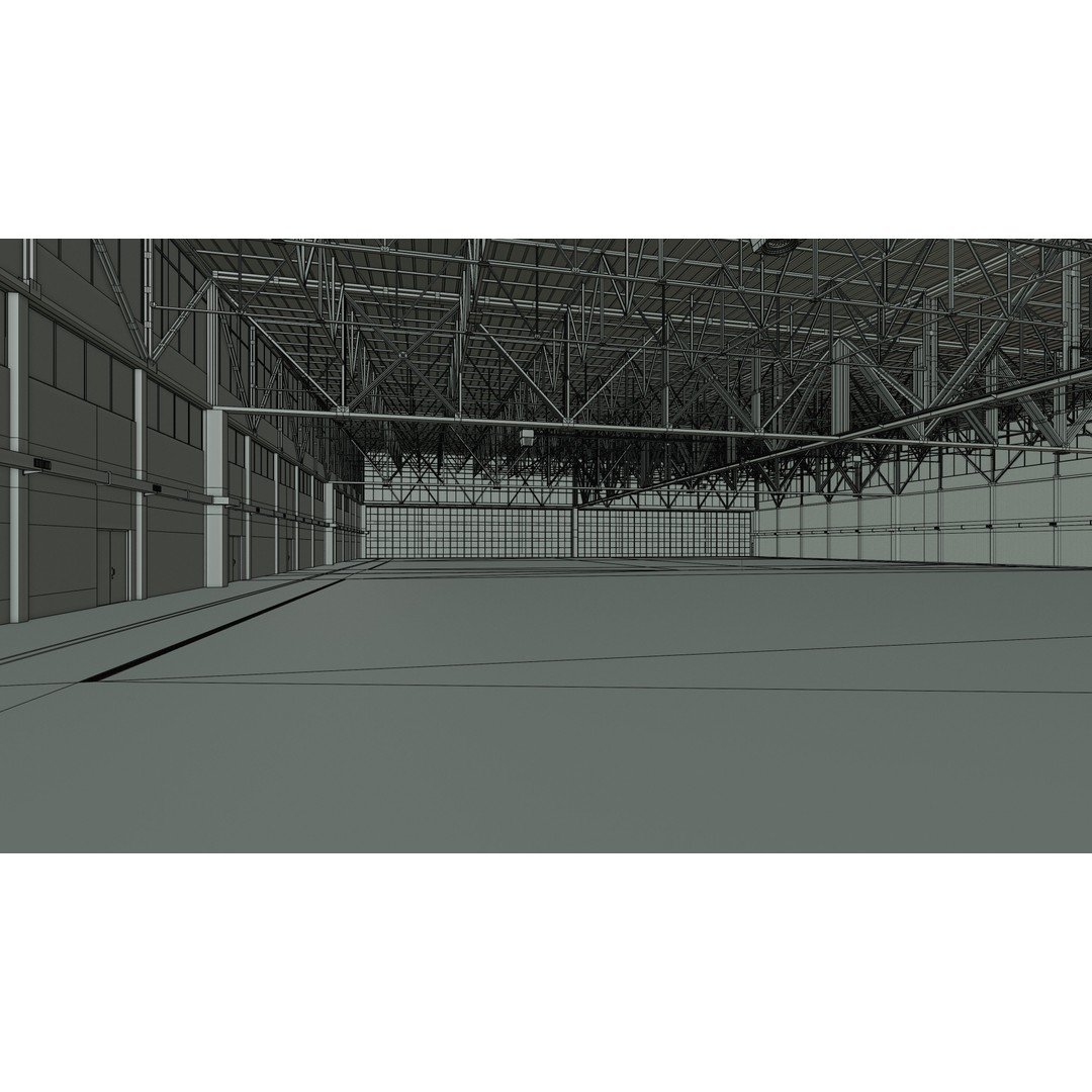 Airplane Hangar 3D Model – Low Poly Interior Asset, FBX, OBJ, Blender - View 36