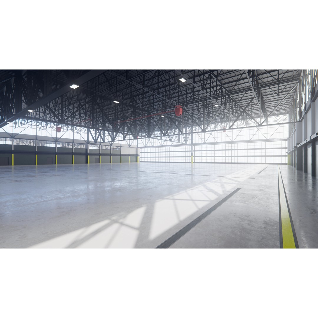 Airplane Hangar 3D Model – Low Poly Interior Asset, FBX, OBJ, Blender - View 5