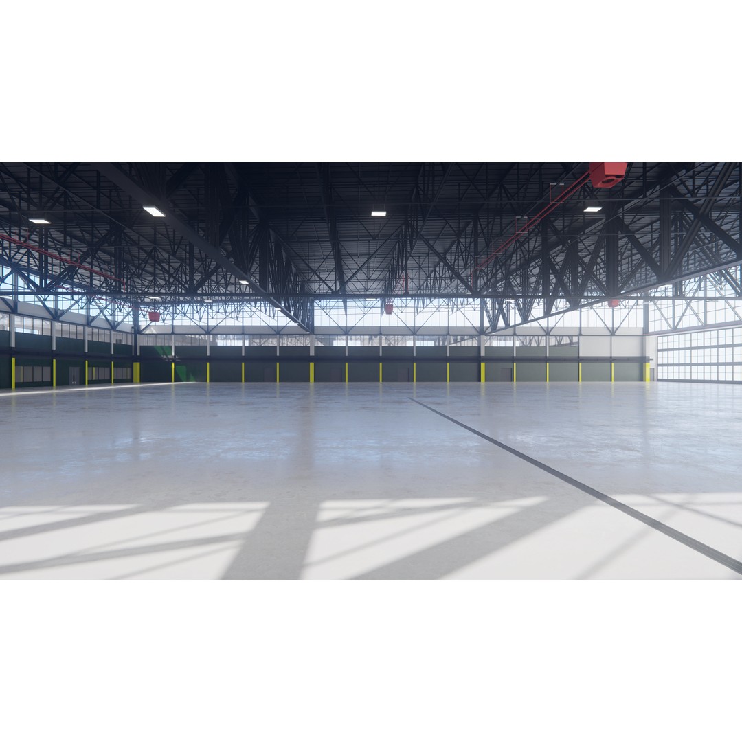 Airplane Hangar 3D Model – Low Poly Interior Asset, FBX, OBJ, Blender - View 6