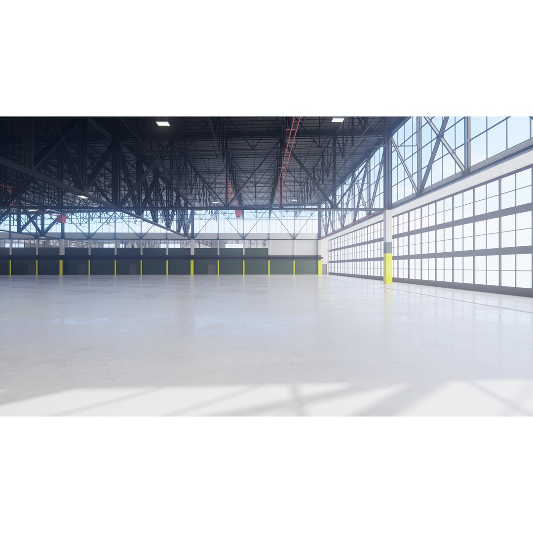 Airplane Hangar 3D Model – Low Poly Interior Asset, FBX, OBJ, Blender - View 7