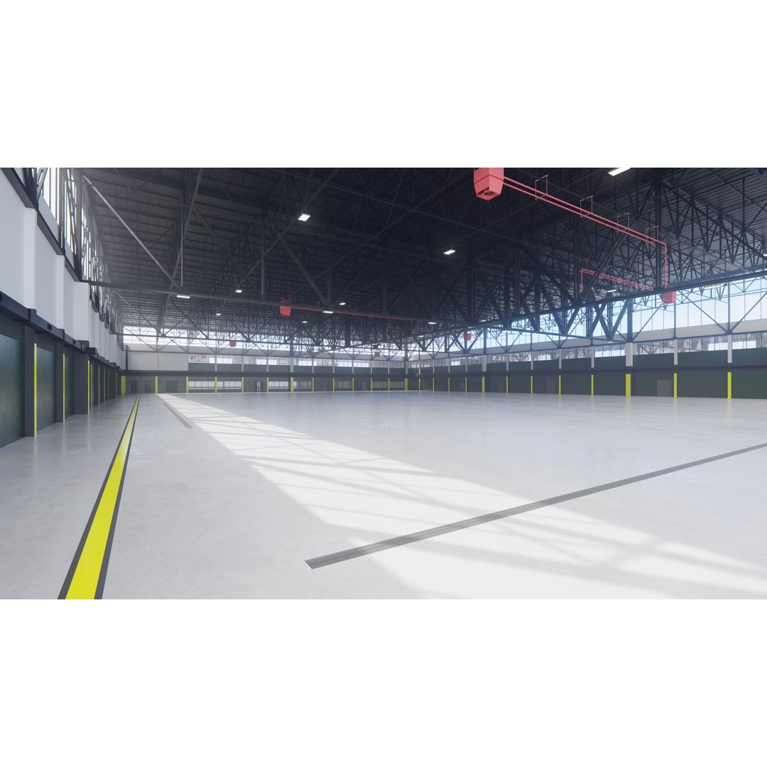 Airplane Hangar 3D Model – Low Poly Interior Asset, FBX, OBJ, Blender - View 8