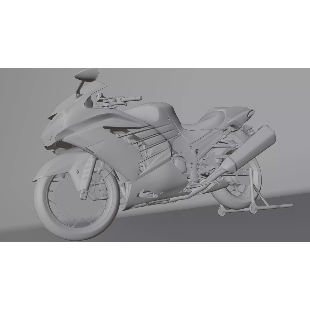 Kawasaki Ninja ZX-14R 3D Model – Low Poly PBR Game Asset, Blender, FBX