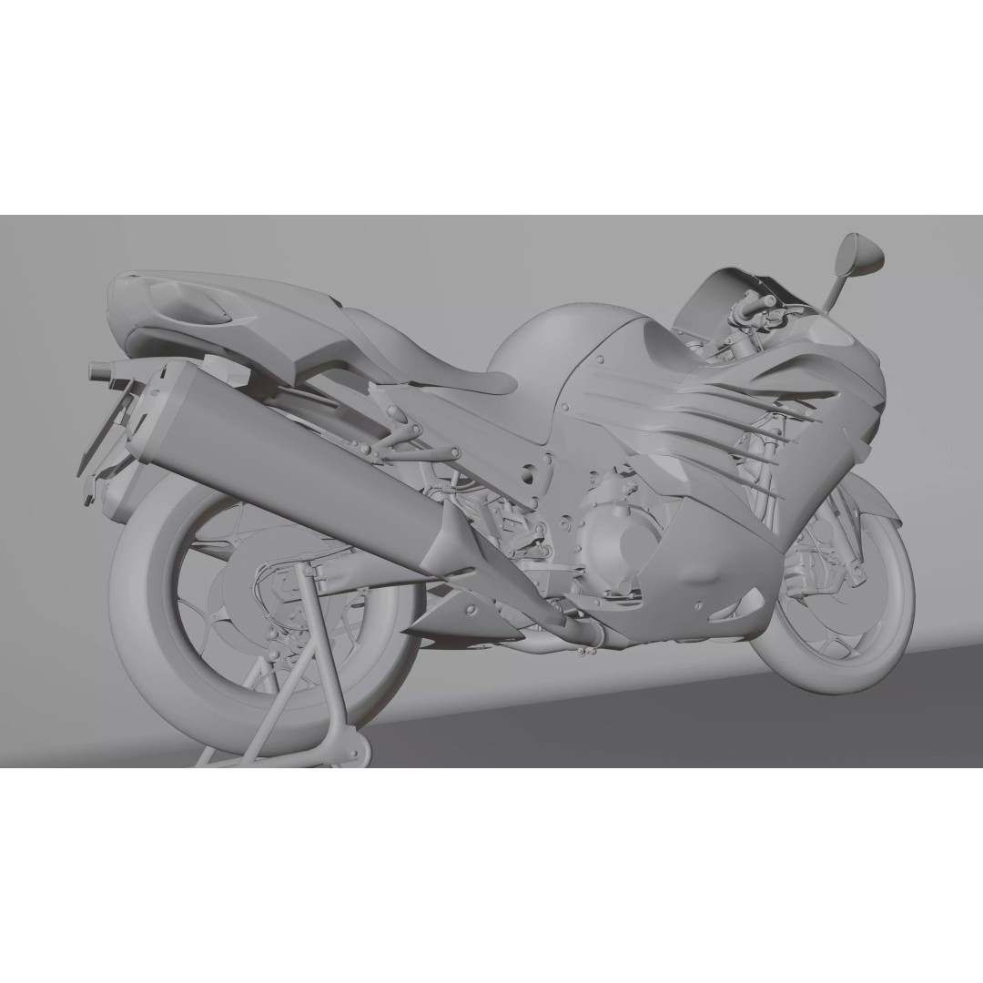 Kawasaki Ninja ZX-14R 3D Model – Low Poly PBR Game Asset, Blender, FBX - View 25