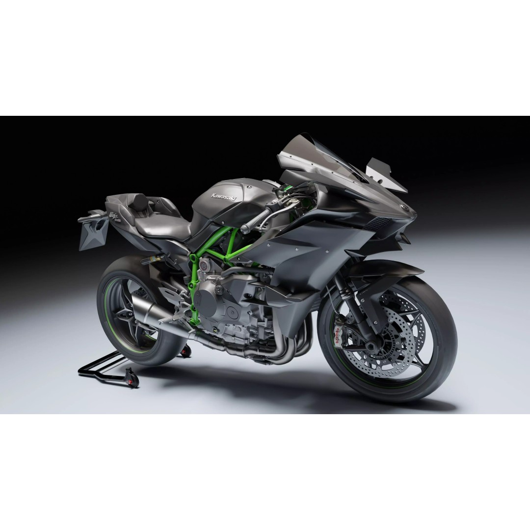 Kawasaki Ninja H2R 3D Model – Low Poly Game Ready Asset, Blender, FBX - View 10