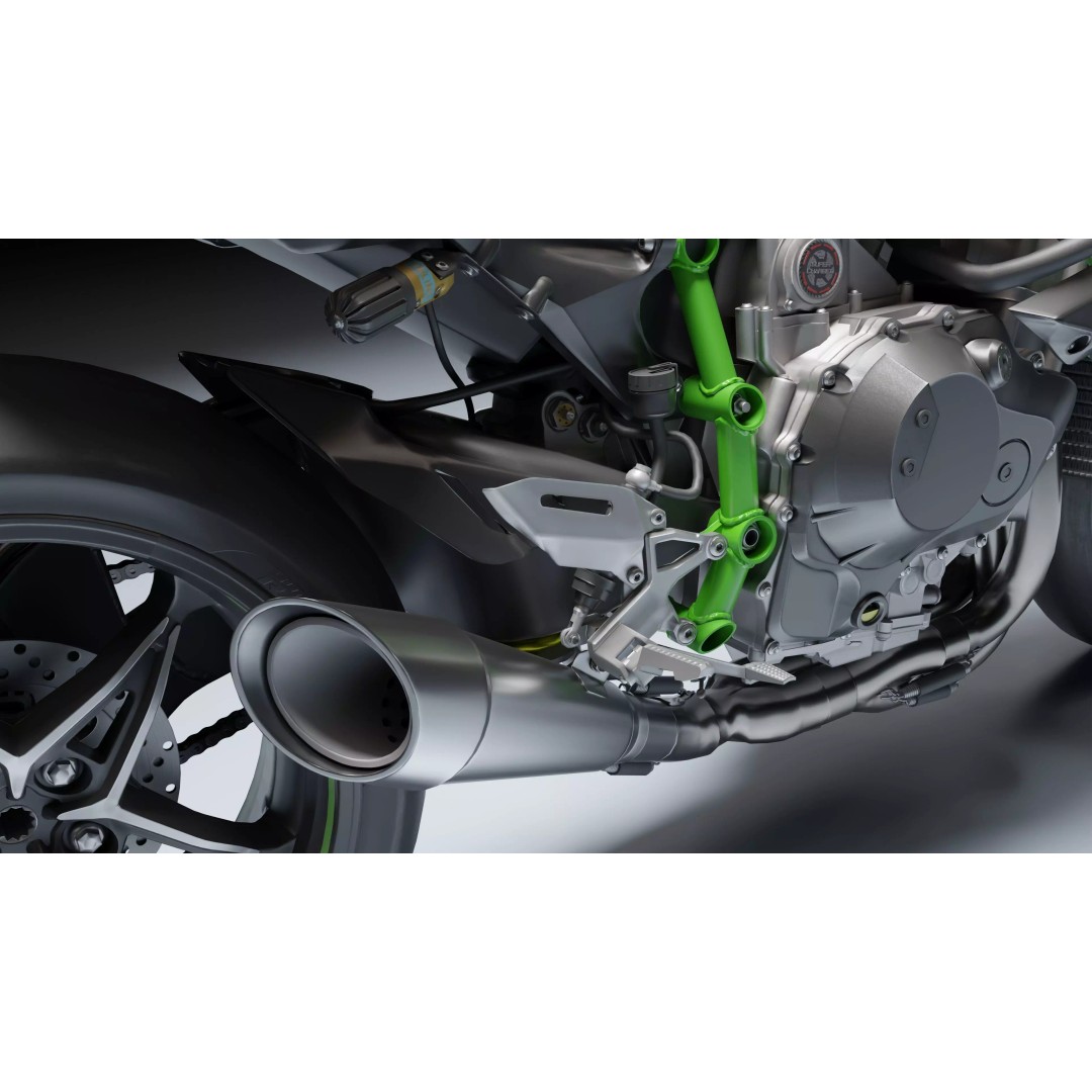Kawasaki Ninja H2R 3D Model – Low Poly Game Ready Asset, Blender, FBX - View 22