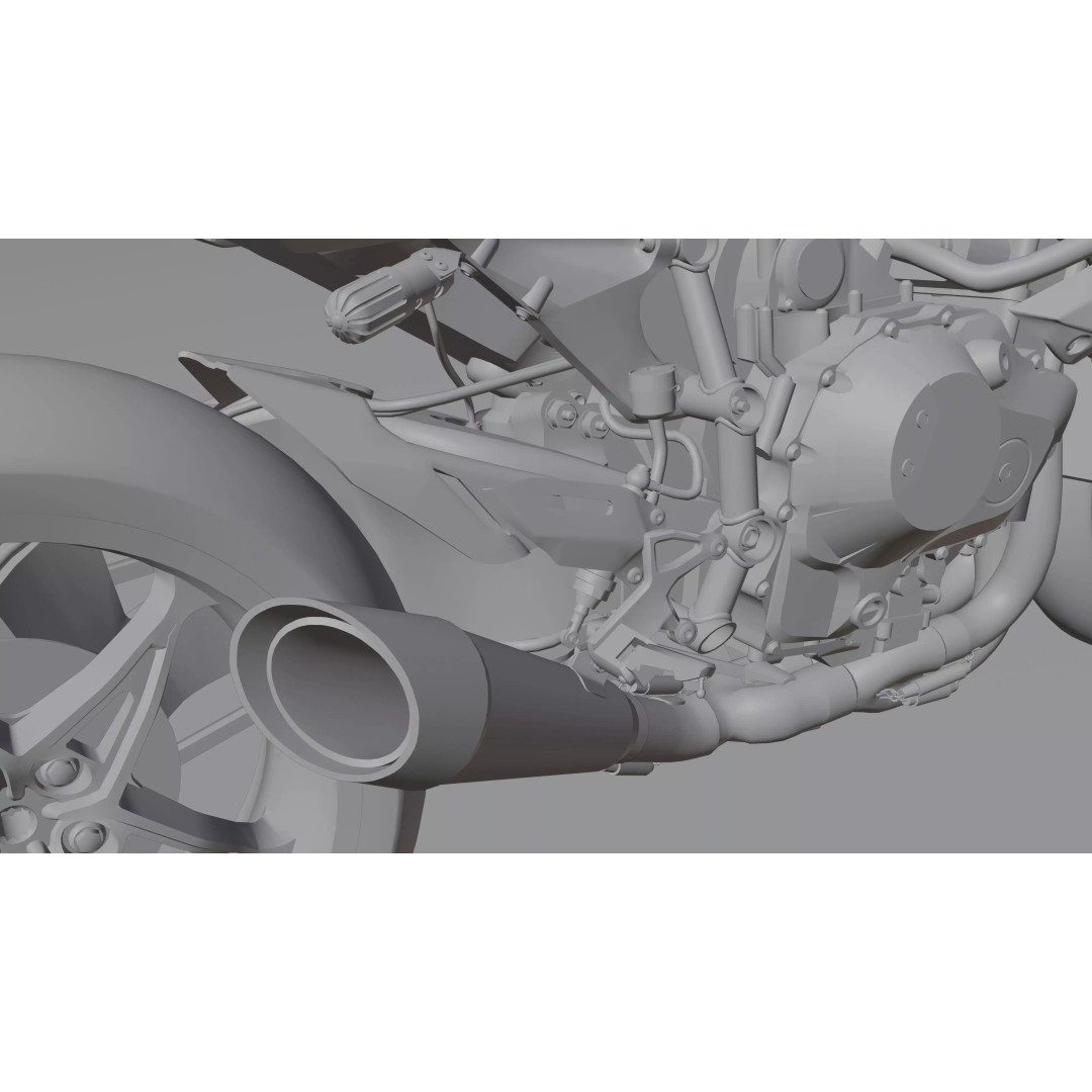 Kawasaki Ninja H2R 3D Model – Low Poly Game Ready Asset, Blender, FBX - View 23