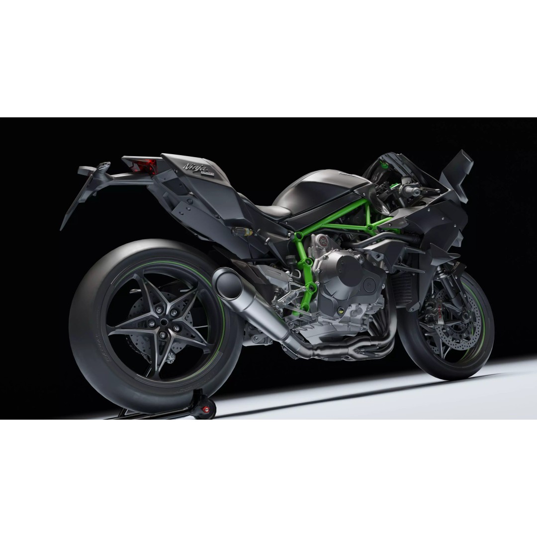 Kawasaki Ninja H2R 3D Model – Low Poly Game Ready Asset, Blender, FBX - View 24