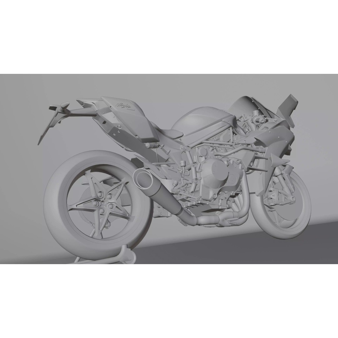 Kawasaki Ninja H2R 3D Model – Low Poly Game Ready Asset, Blender, FBX - View 25