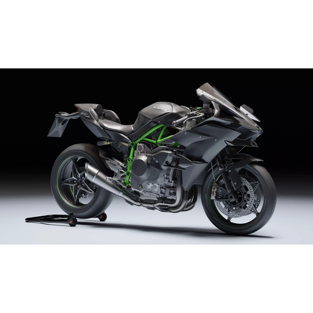 Kawasaki Ninja H2R 3D Model – Low Poly Game Ready Asset, Blender, FBX - View 3