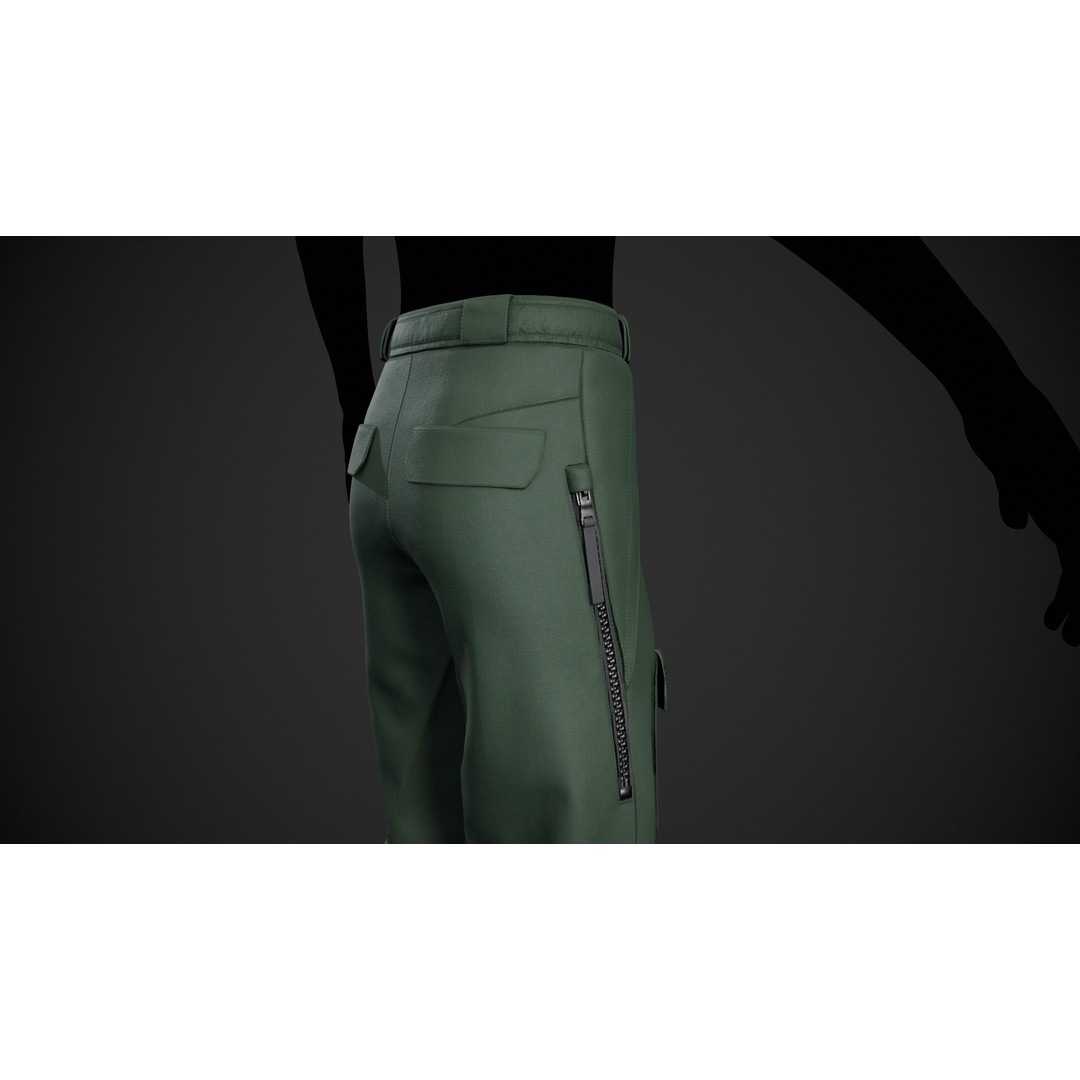 Green Snowboard Pants 3D Model – Low Poly PBR Game Asset, FBX, OBJ - View 10