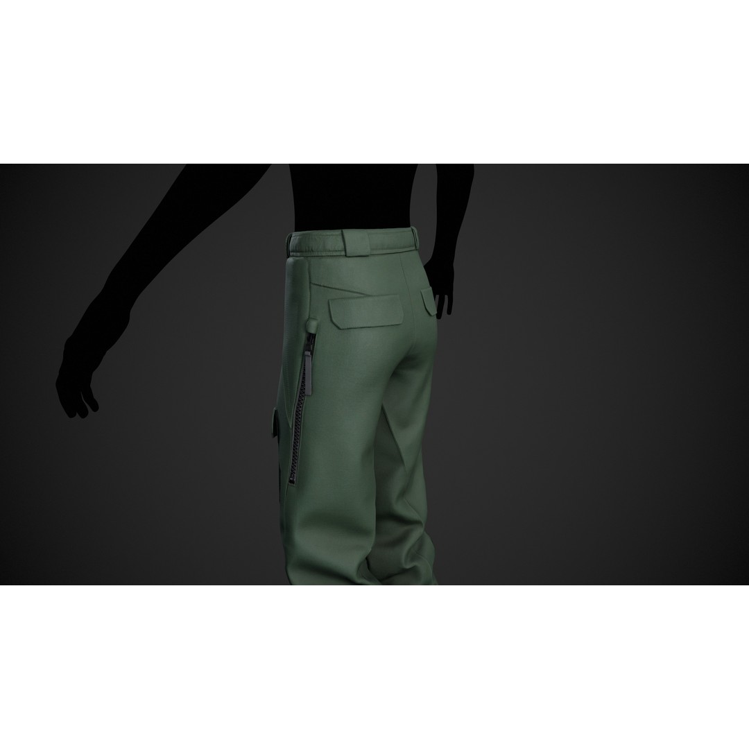 Green Snowboard Pants 3D Model – Low Poly PBR Game Asset, FBX, OBJ - View 11