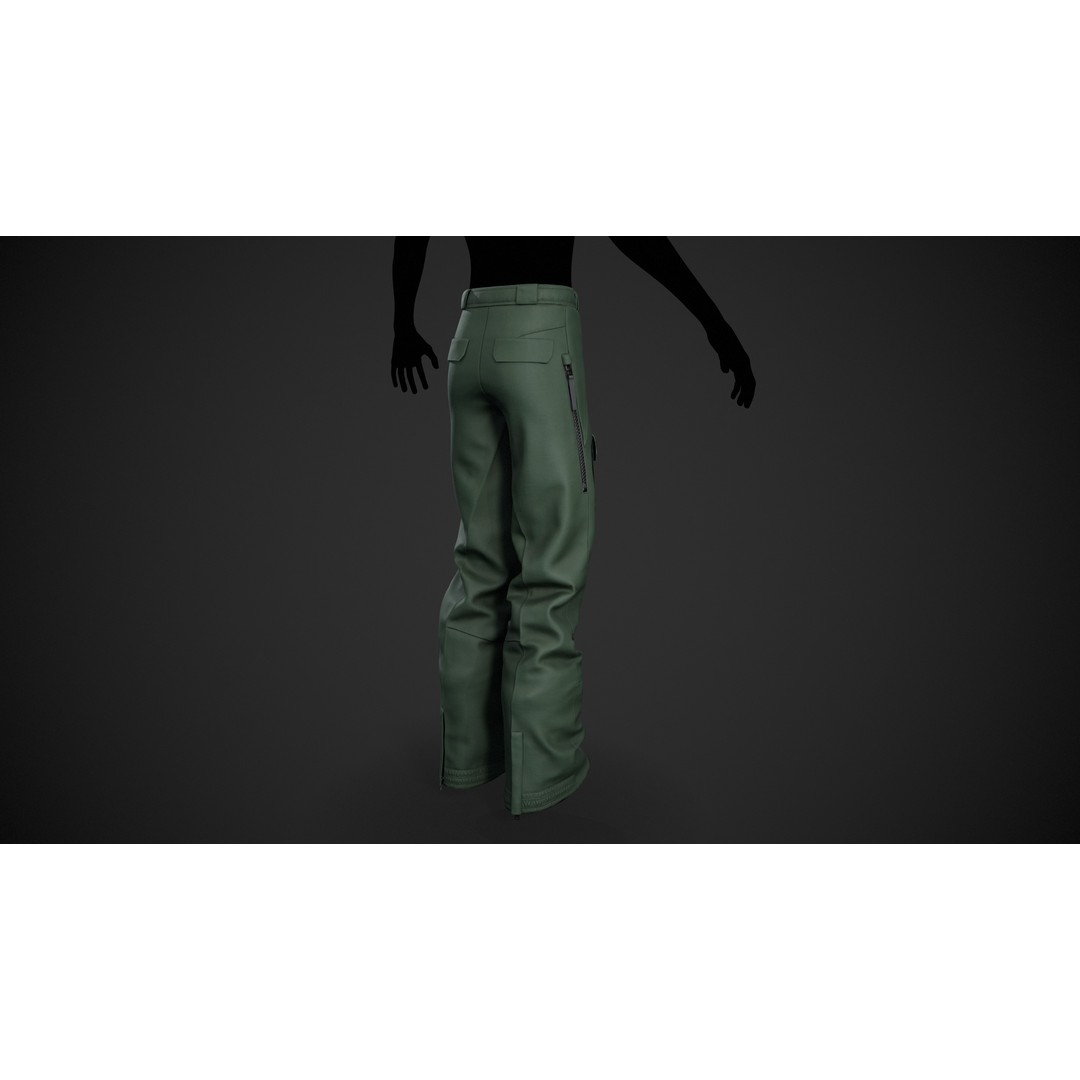 Green Snowboard Pants 3D Model – Low Poly PBR Game Asset, FBX, OBJ - View 5