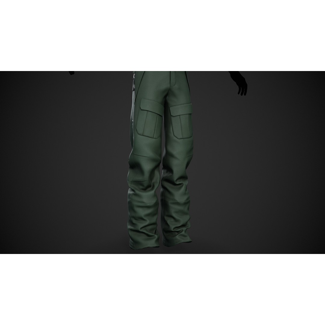 Green Snowboard Pants 3D Model – Low Poly PBR Game Asset, FBX, OBJ - View 9