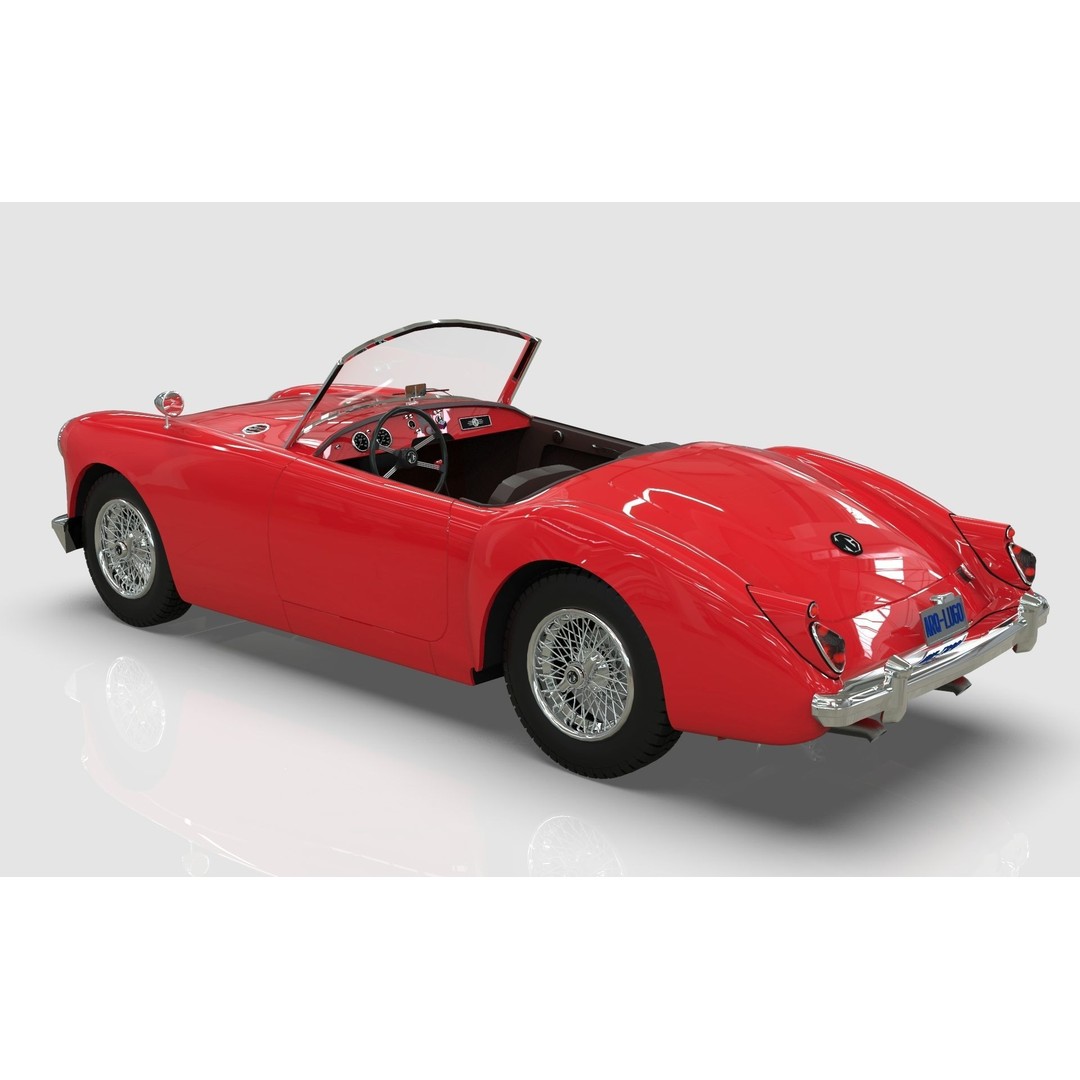 1961 MG MGA Roadster 3D Model – Low Poly Game Asset, Blender, FBX - View 10