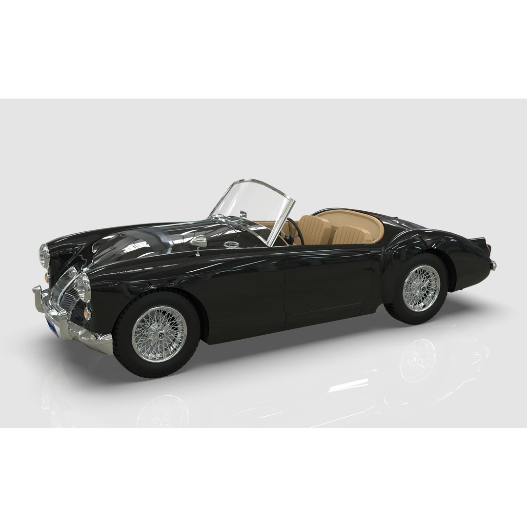 1961 MG MGA Roadster 3D Model – Low Poly Game Asset, Blender, FBX - View 11