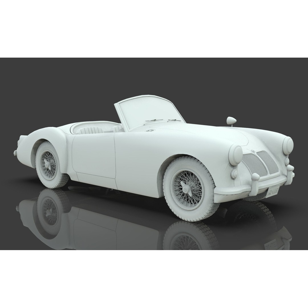 1961 MG MGA Roadster 3D Model – Low Poly Game Asset, Blender, FBX - View 13