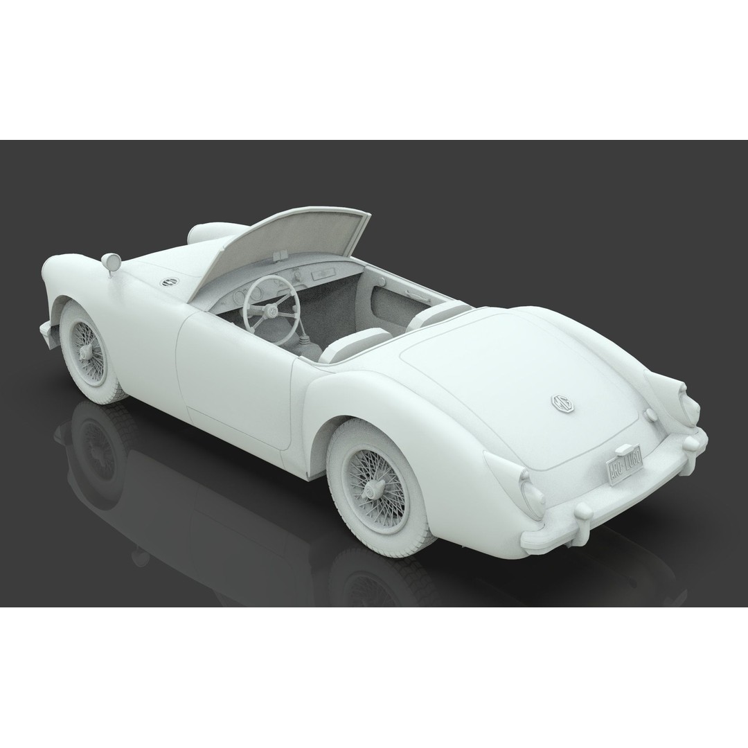 1961 MG MGA Roadster 3D Model – Low Poly Game Asset, Blender, FBX - View 14