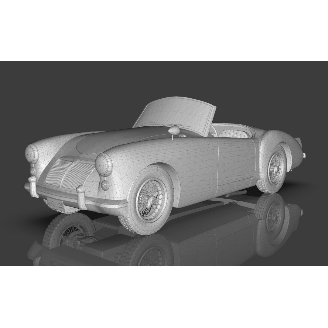 1961 MG MGA Roadster 3D Model – Low Poly Game Asset, Blender, FBX - View 15