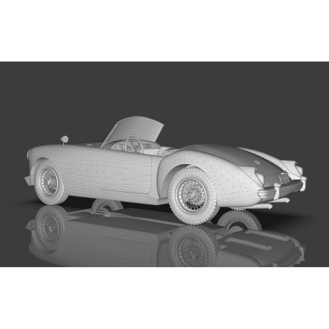 1961 MG MGA Roadster 3D Model – Low Poly Game Asset, Blender, FBX - View 16