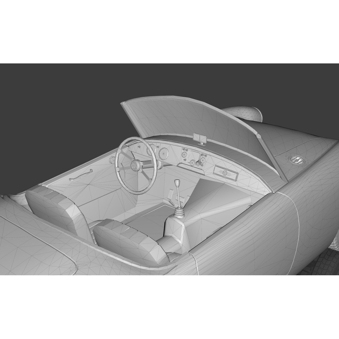 1961 MG MGA Roadster 3D Model – Low Poly Game Asset, Blender, FBX - View 17