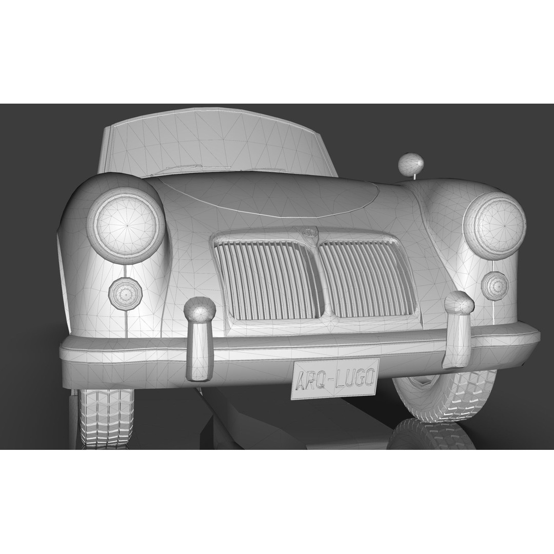 1961 MG MGA Roadster 3D Model – Low Poly Game Asset, Blender, FBX - View 19