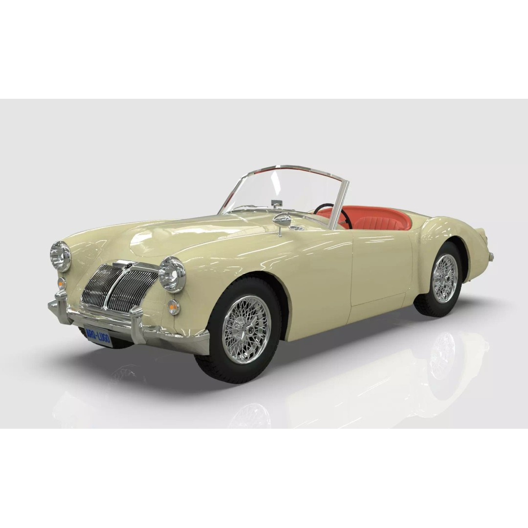 1961 MG MGA Roadster 3D Model – Low Poly Game Asset, Blender, FBX - View 2