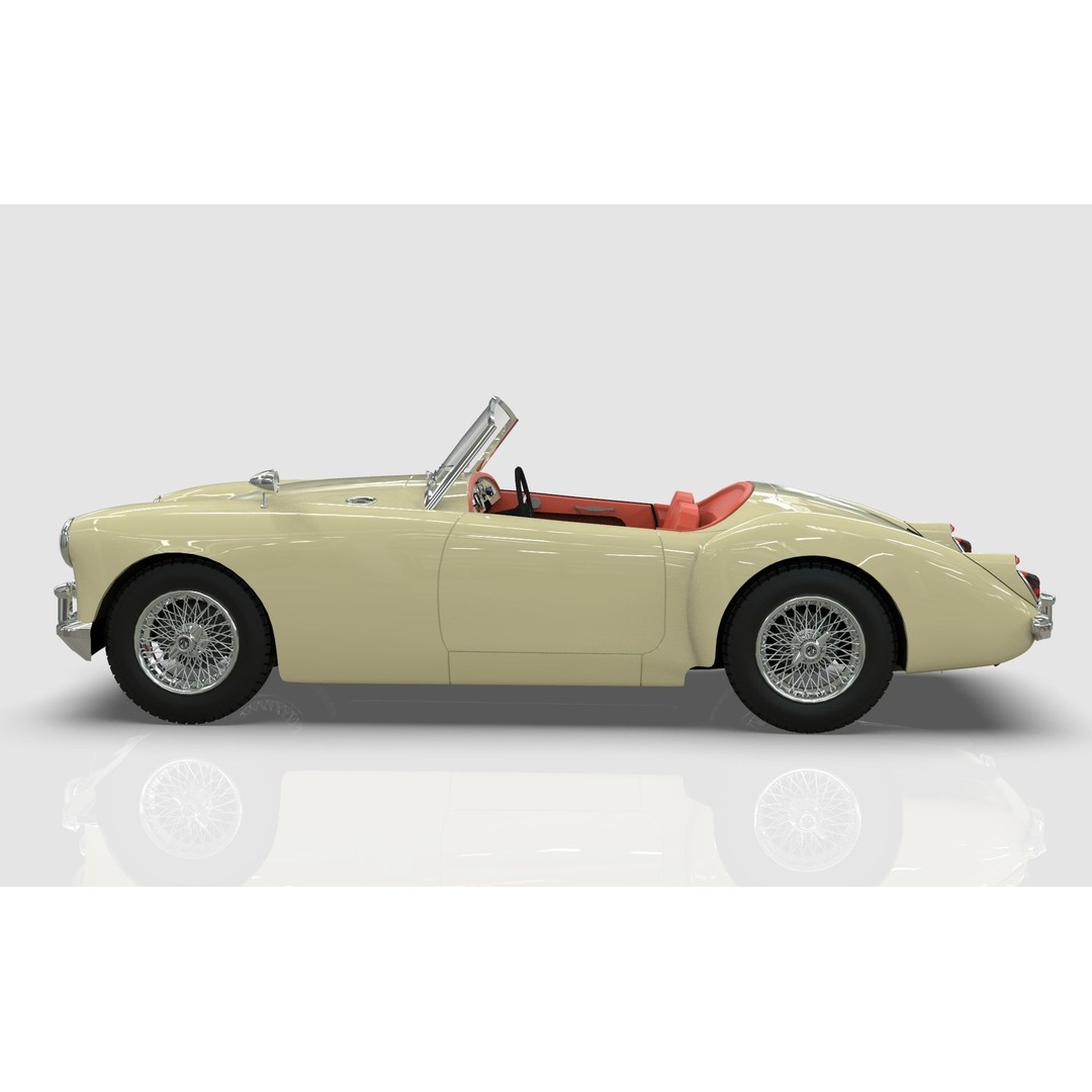 1961 MG MGA Roadster 3D Model – Low Poly Game Asset, Blender, FBX - View 3