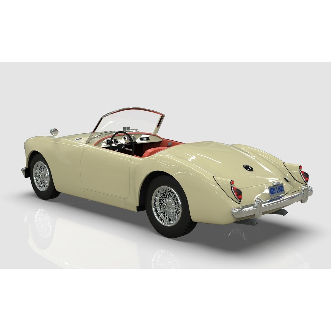 1961 MG MGA Roadster 3D Model – Low Poly Game Asset, Blender, FBX - View 4
