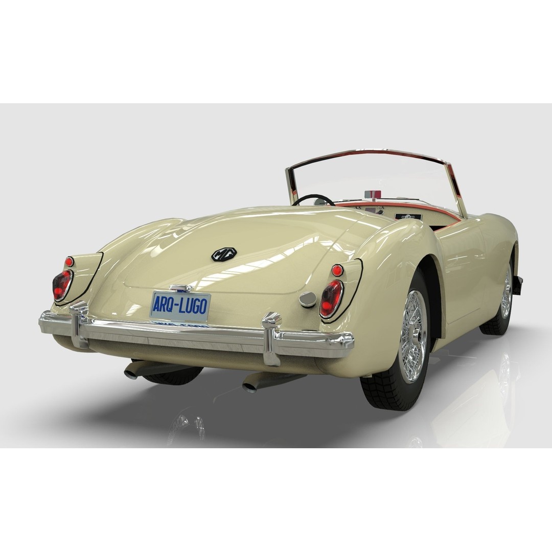 1961 MG MGA Roadster 3D Model – Low Poly Game Asset, Blender, FBX - View 5
