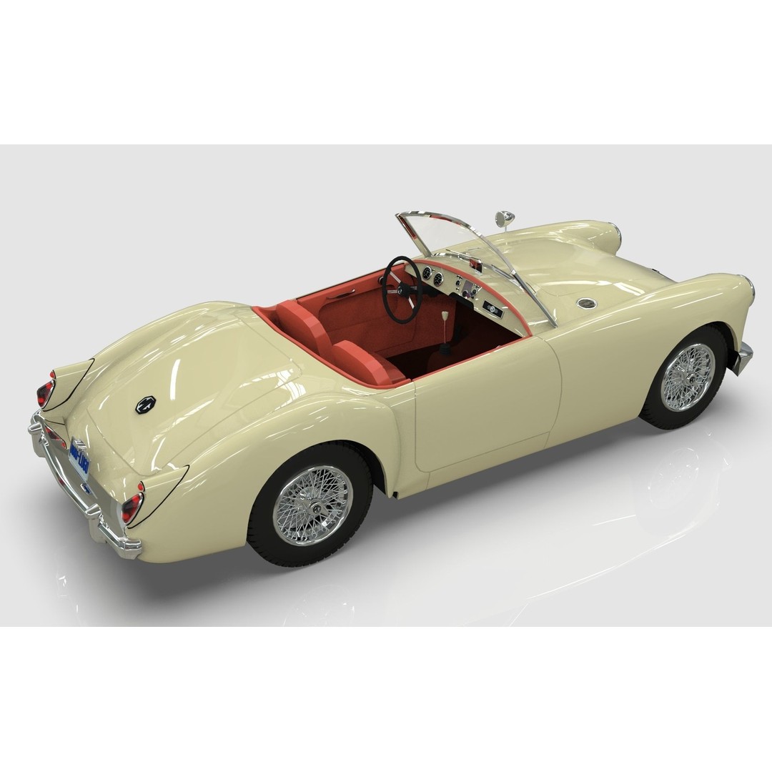 1961 MG MGA Roadster 3D Model – Low Poly Game Asset, Blender, FBX - View 6