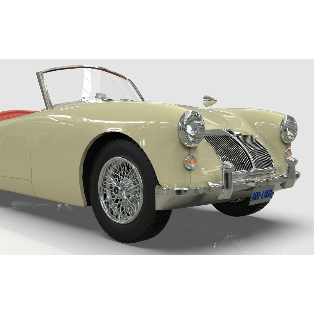 1961 MG MGA Roadster 3D Model – Low Poly Game Asset, Blender, FBX - View 7