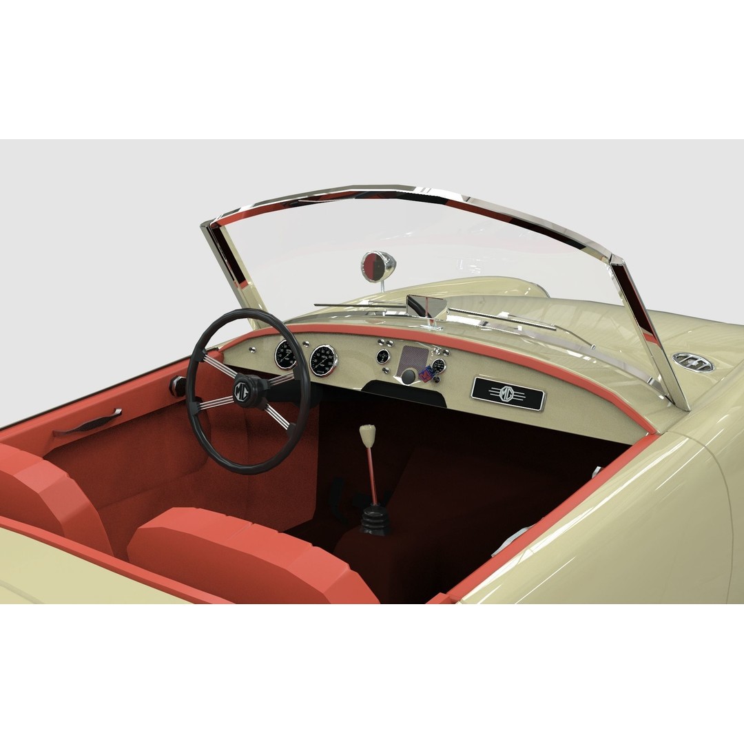 1961 MG MGA Roadster 3D Model – Low Poly Game Asset, Blender, FBX - View 8