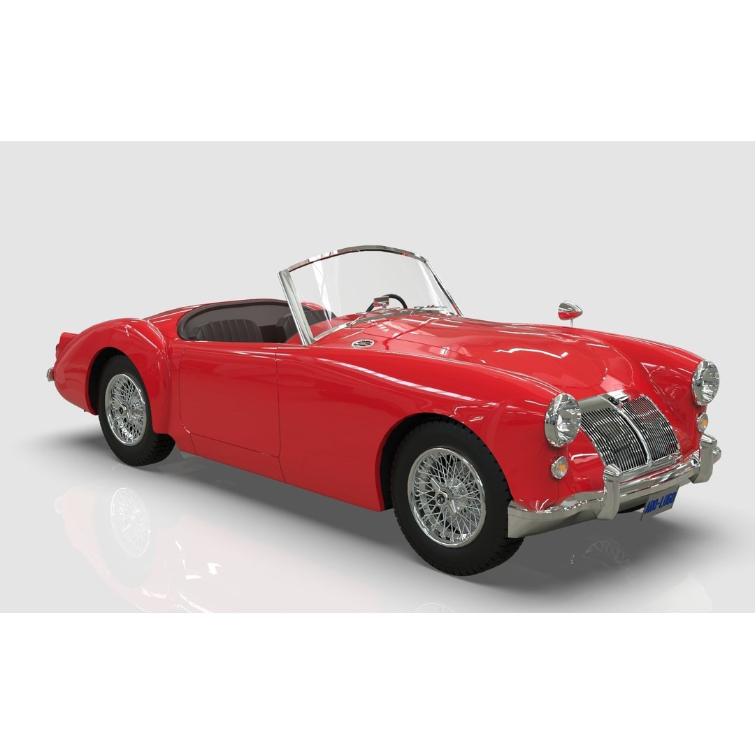 1961 MG MGA Roadster 3D Model – Low Poly Game Asset, Blender, FBX - View 9