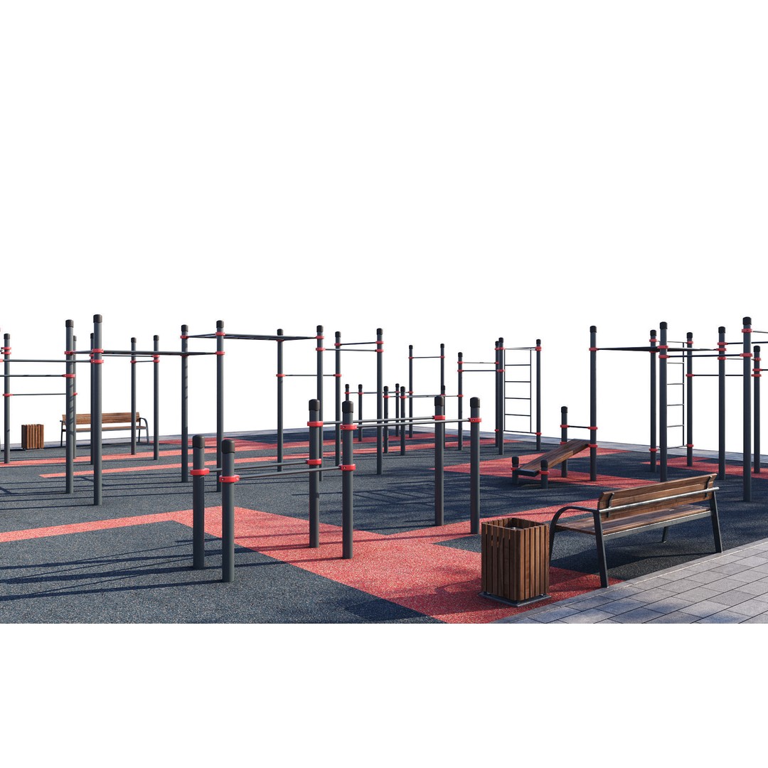 Sport Fitness Playground 3D Model – Outdoor Training Equipment, FBX - View 10