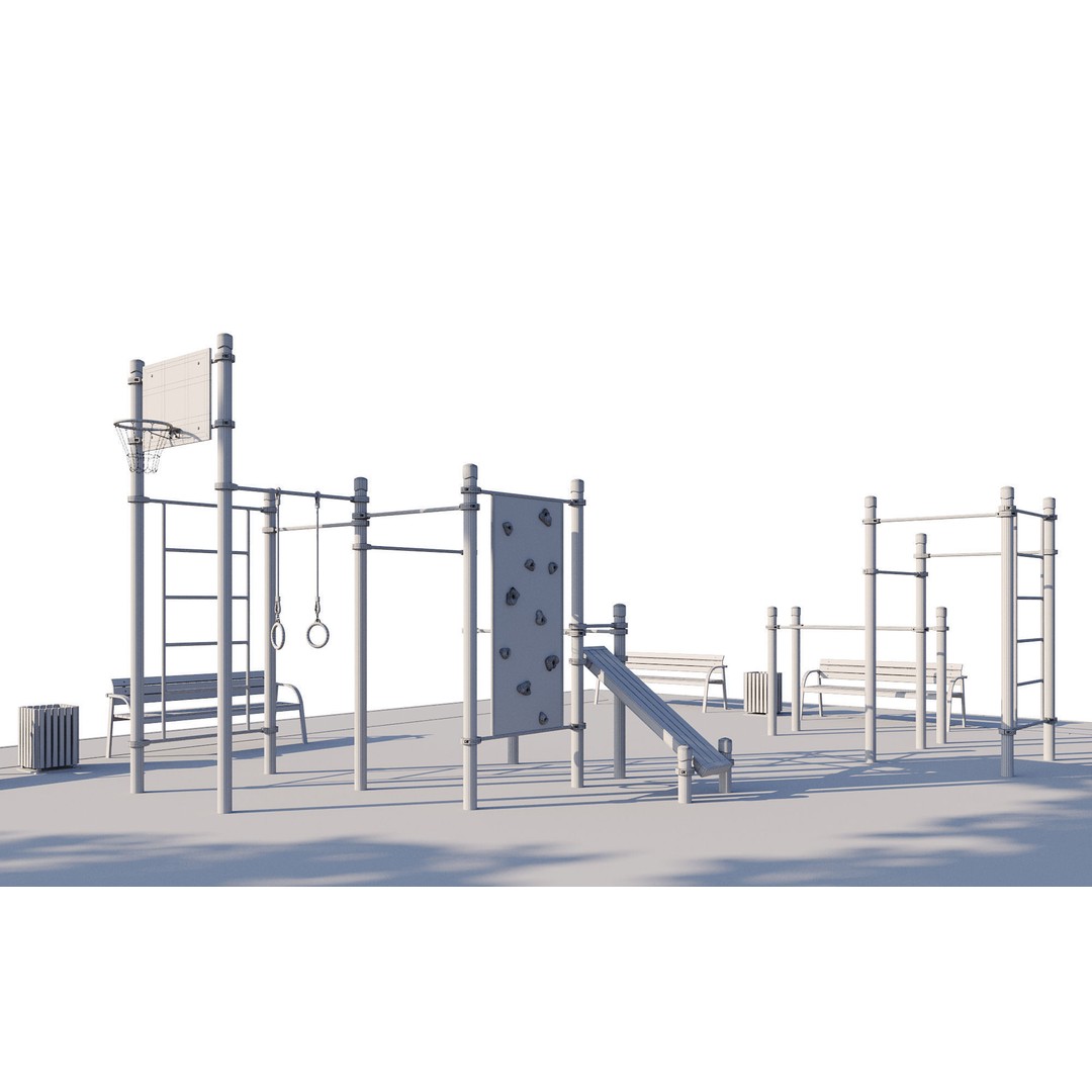 Sport Fitness Playground 3D Model – Outdoor Training Equipment, FBX - View 11