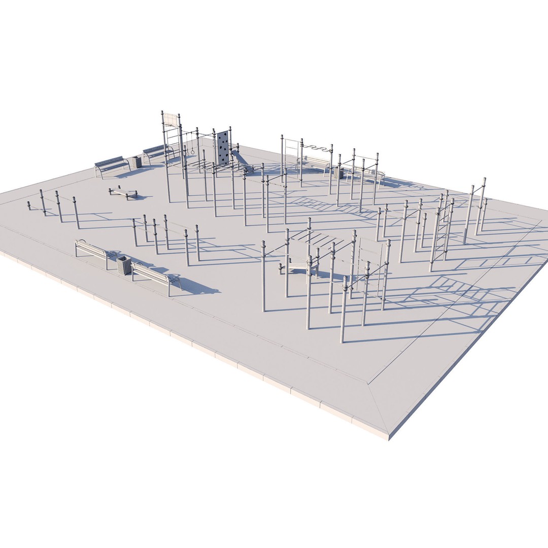 Sport Fitness Playground 3D Model – Outdoor Training Equipment, FBX - View 12