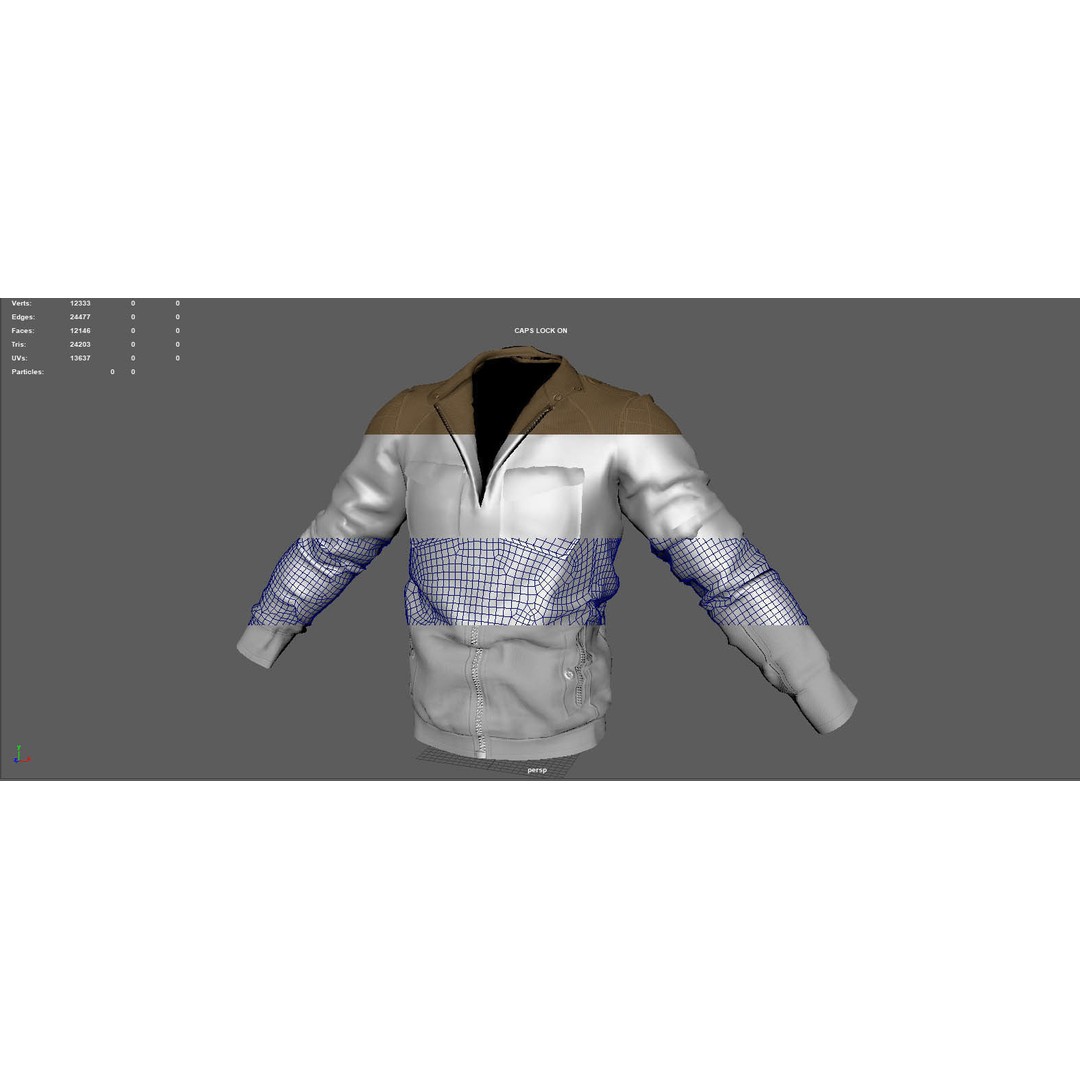 BOMBER Military Jacket 3D Model – High Poly PBR Game Asset, FBX, OBJ, Blender - View 13