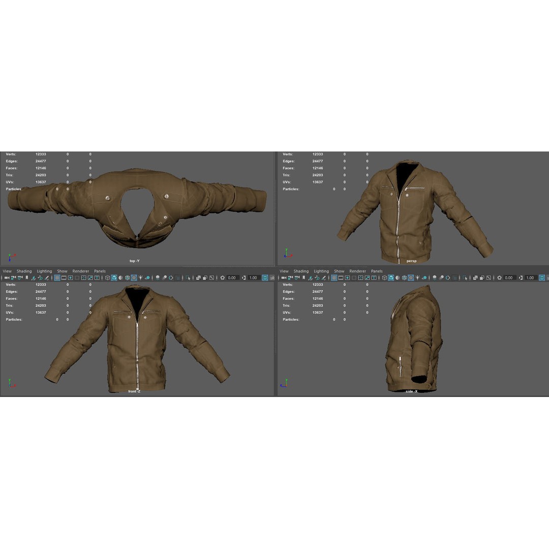 BOMBER Military Jacket 3D Model – High Poly PBR Game Asset, FBX, OBJ, Blender - View 15