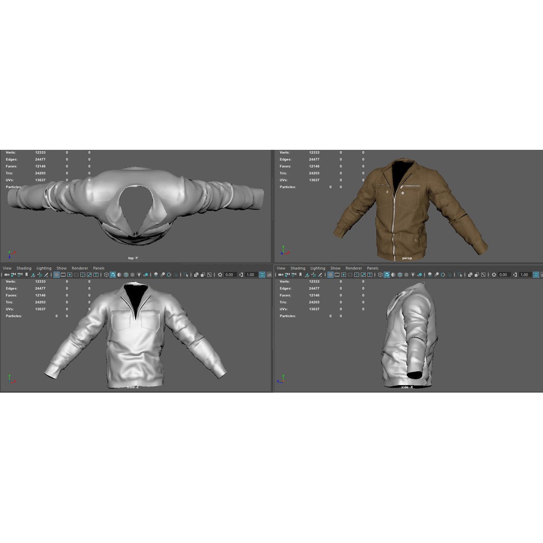 BOMBER Military Jacket 3D Model – High Poly PBR Game Asset, FBX, OBJ, Blender - View 16