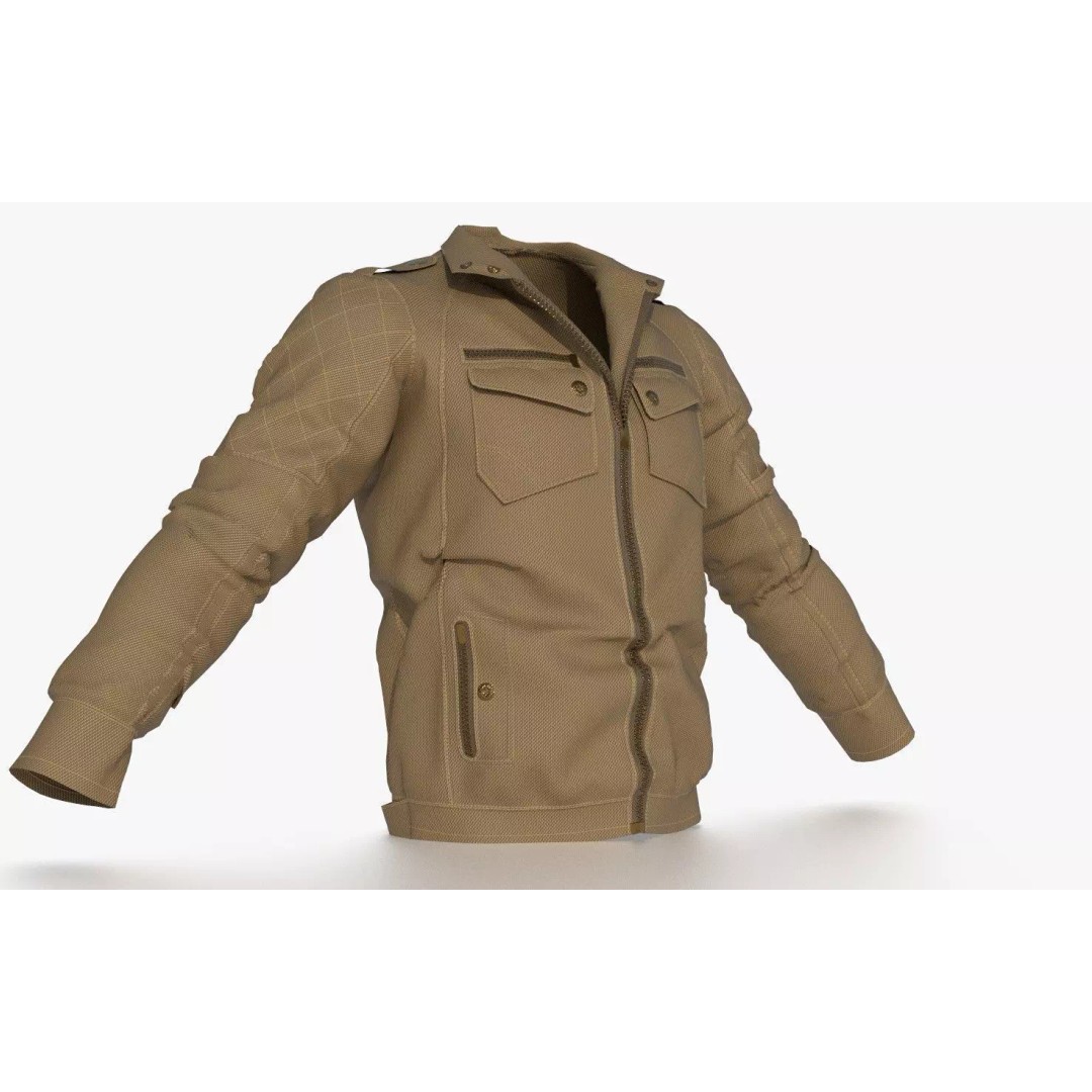 BOMBER Military Jacket 3D Model – High Poly PBR Game Asset, FBX, OBJ, Blender - View 2