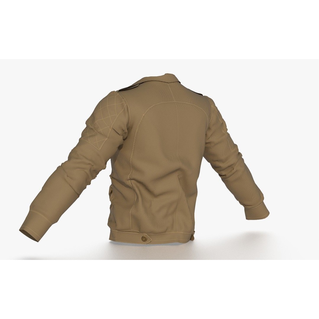 BOMBER Military Jacket 3D Model – High Poly PBR Game Asset, FBX, OBJ, Blender - View 5