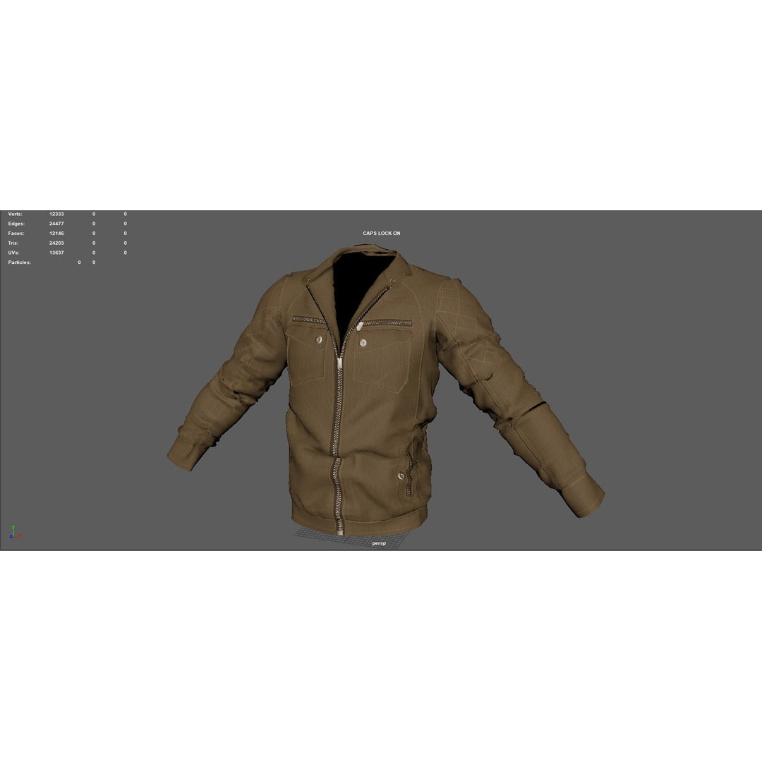 BOMBER Military Jacket 3D Model – High Poly PBR Game Asset, FBX, OBJ, Blender - View 7
