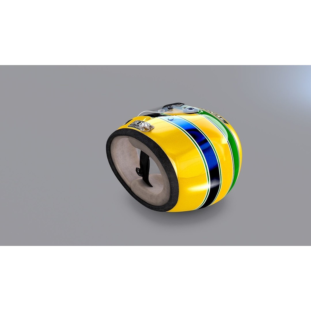 Ayrton Senna 1988 Monaco GP Helmet 3D Model – Game Ready FBX