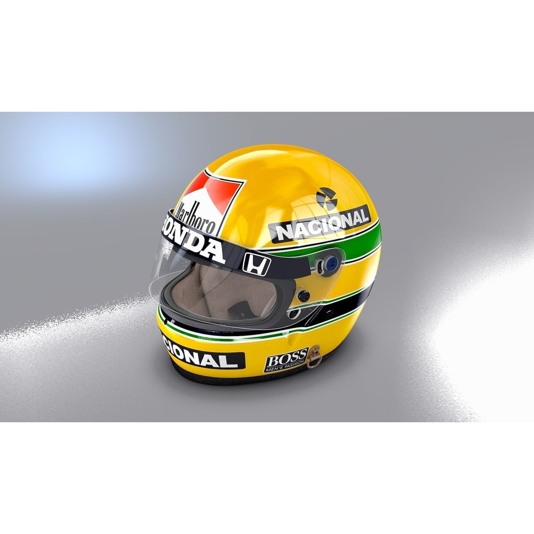 Ayrton Senna 1988 Monaco GP Helmet 3D Model – Game Ready FBX - View 10