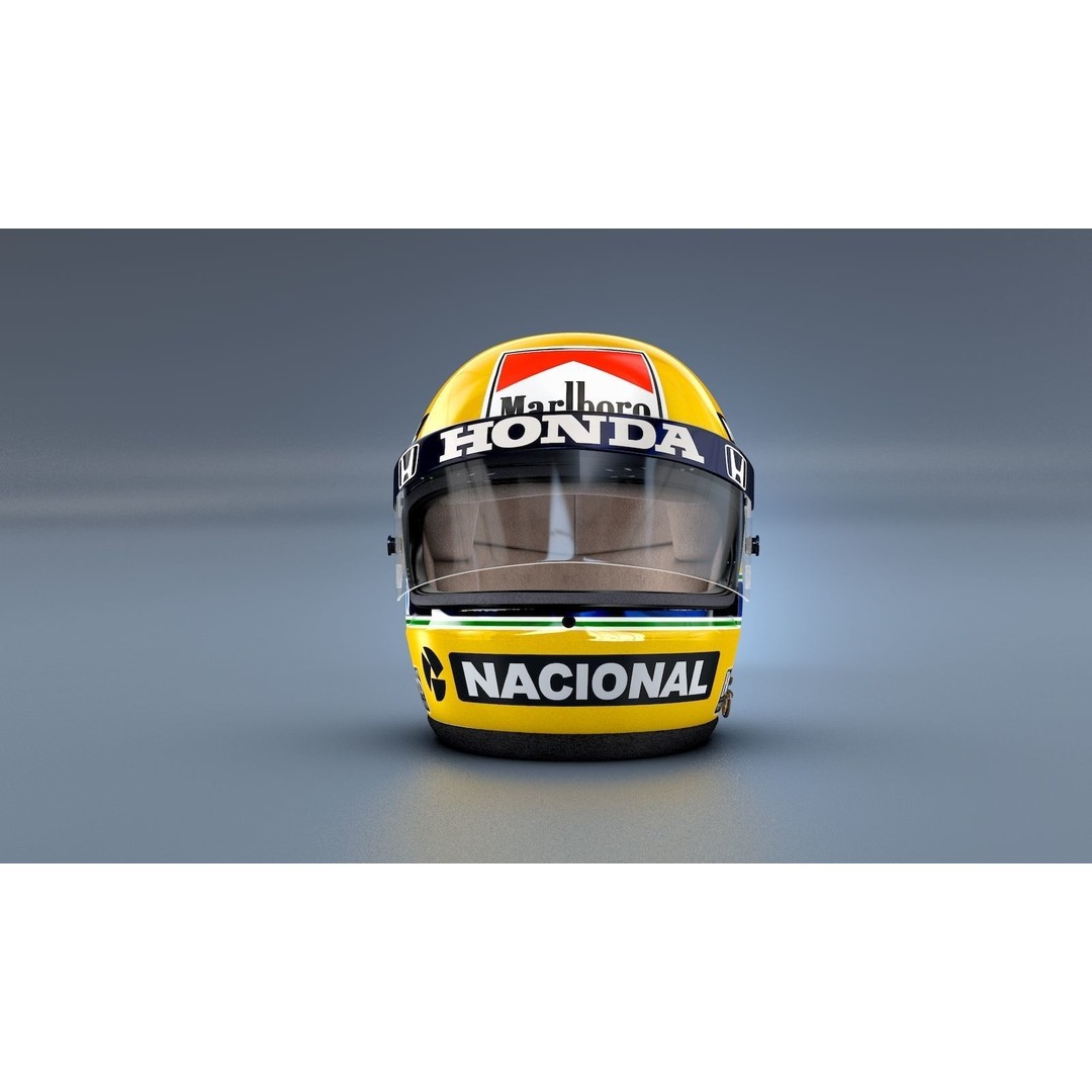 Ayrton Senna 1988 Monaco GP Helmet 3D Model – Game Ready FBX - View 3