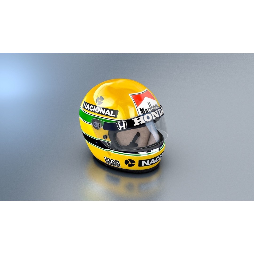 Ayrton Senna 1988 Monaco GP Helmet 3D Model – Game Ready FBX - View 4