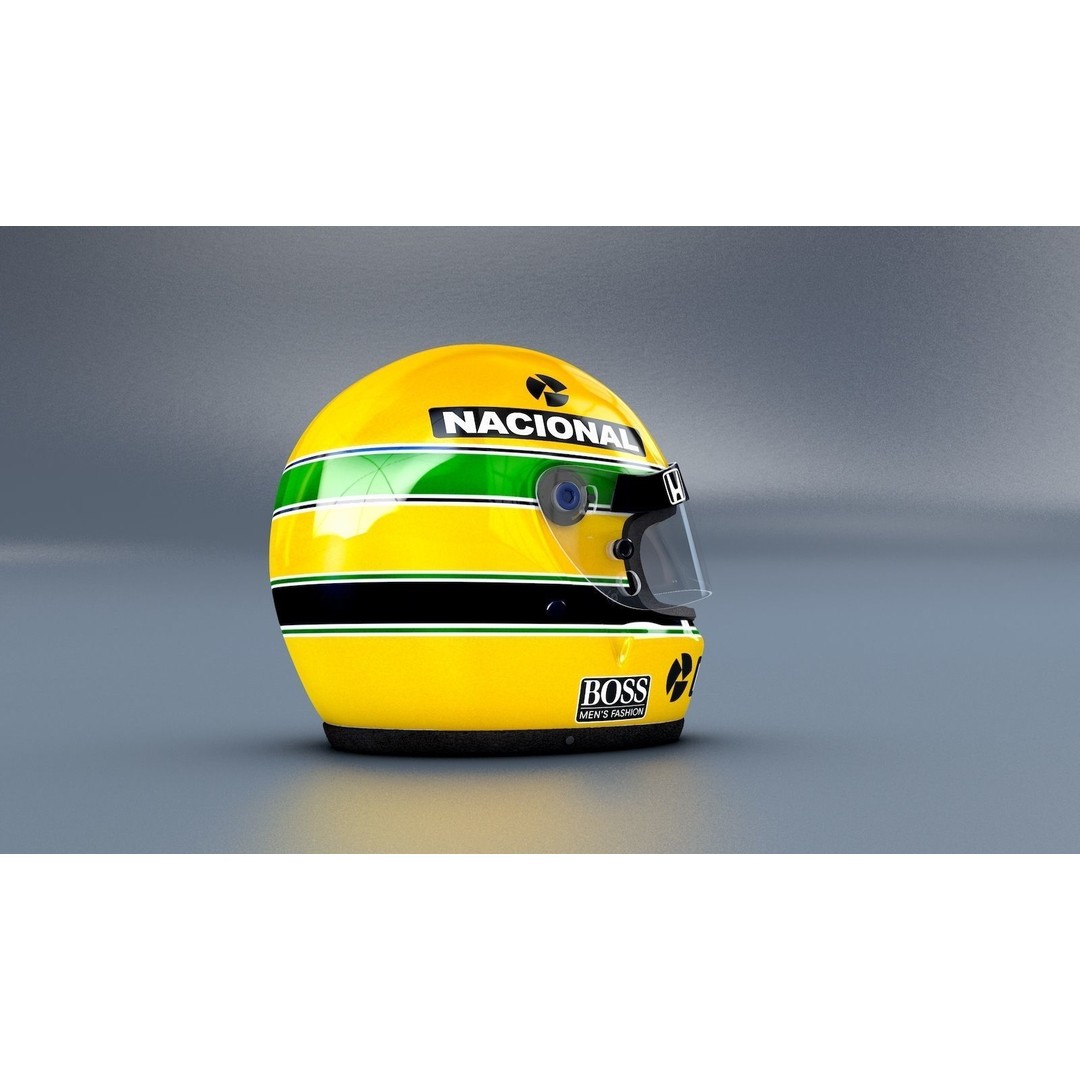 Ayrton Senna 1988 Monaco GP Helmet 3D Model – Game Ready FBX - View 5