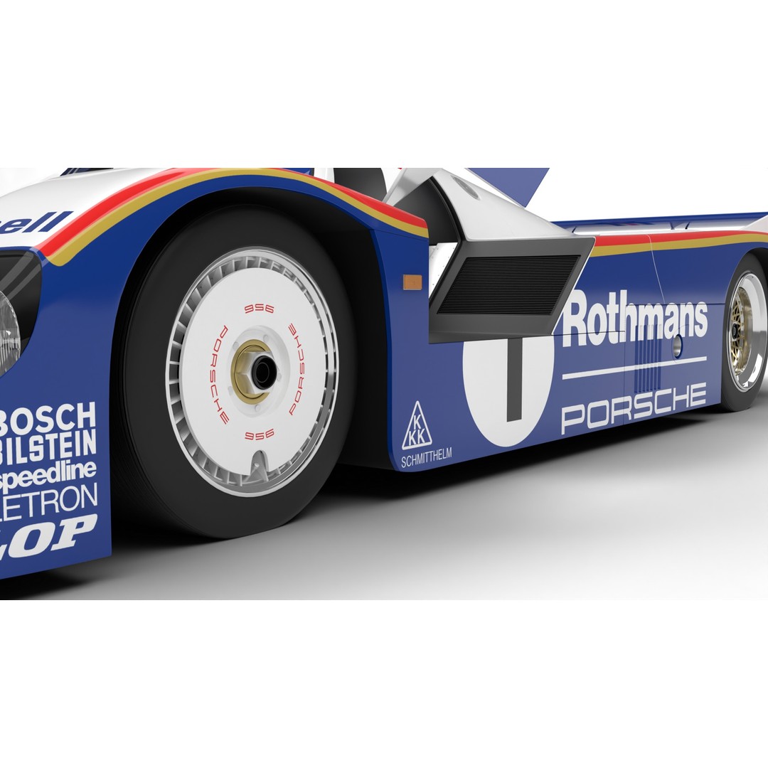 Porsche 956 Group C 1982 Rothmans Racing 3D Model – High Poly PBR Asset, FBX, OBJ - View 6