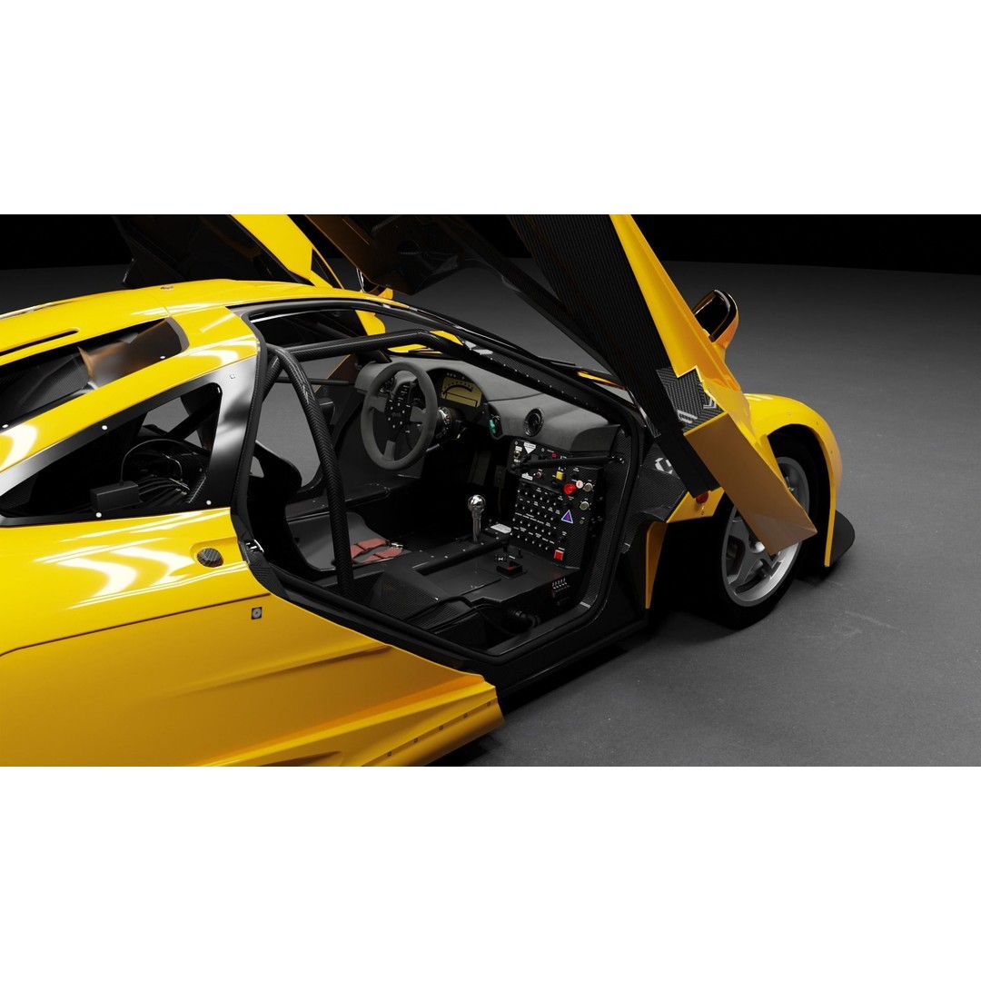 McLaren F1 GTR 3D Model – High Poly Rigged Game Asset, FBX, Blender - View 5